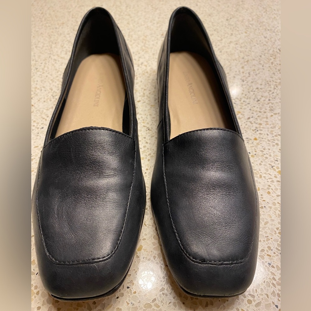 Enzo Angiolini Black Leather Slip-On Loafers